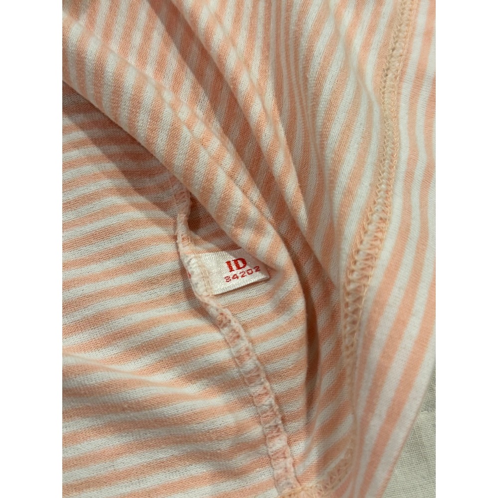 Hunters Run Vintage Peach White Striped Pocket T-Shirt Split Crew Neck Mens L - Picture 4 of 5